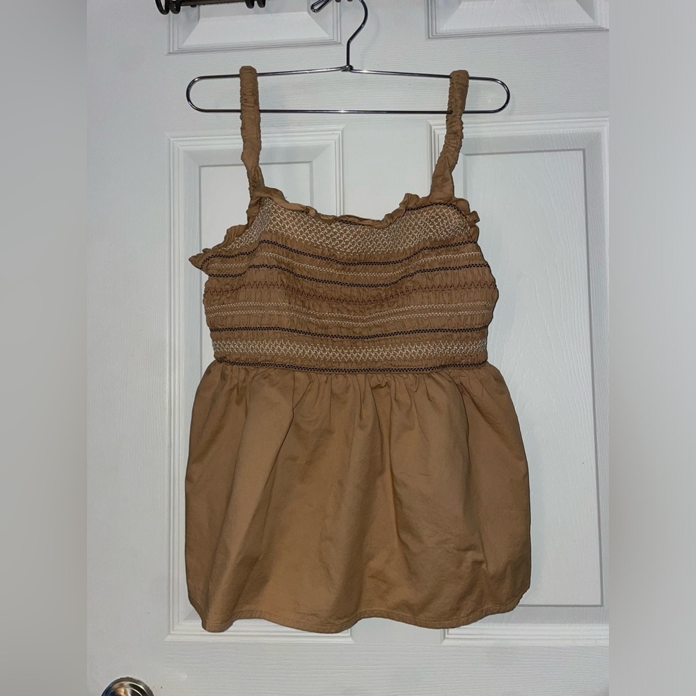 Old Navy Tan Smocked Cami with Ruffle Straps